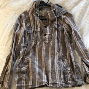 Vintage All Saints stripe shirt gray small hood